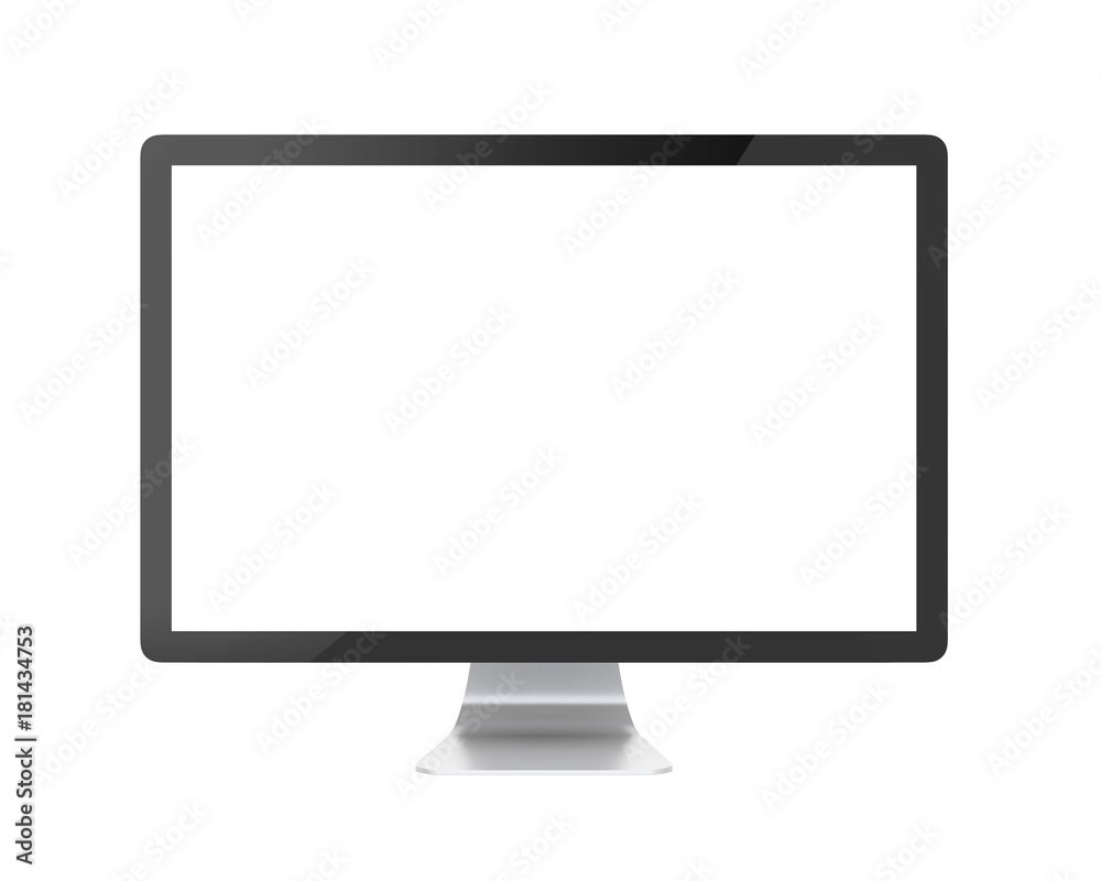 Computer Monitor with Blank White Screen Isolated Computer Monitor with Blank White Screen Isolated