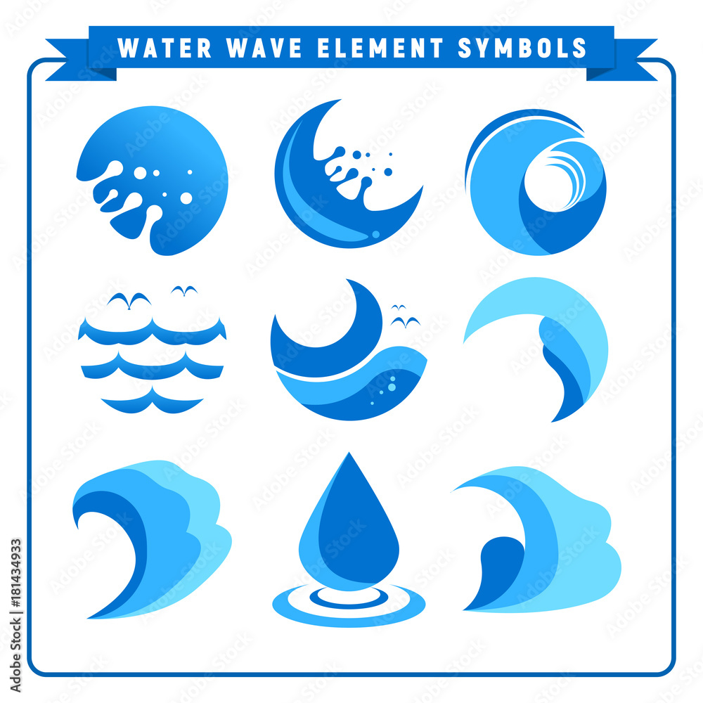 Fototapeta premium Water Wave Element Symbols