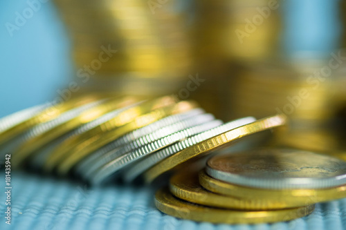 Stacks of coins with copy space for business and financial concept. shallow focus.