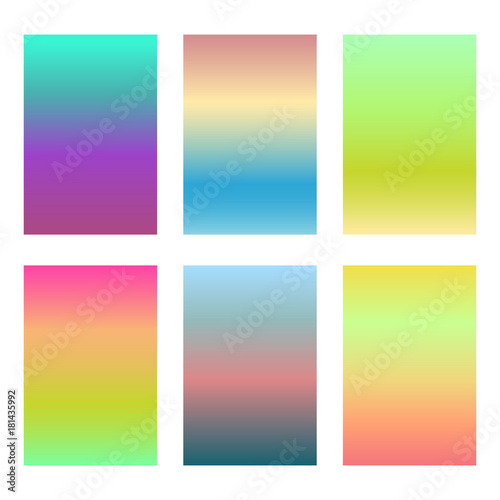 Modern gradients smartphone screen backgrounds. Set of soft, deep, bright gradiented wallpaper for mobile apps © Tatahnka
