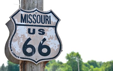 Aluminium schilderij Route 66 Historisch Route 66 bord Missouri  © StockPhotoAstur