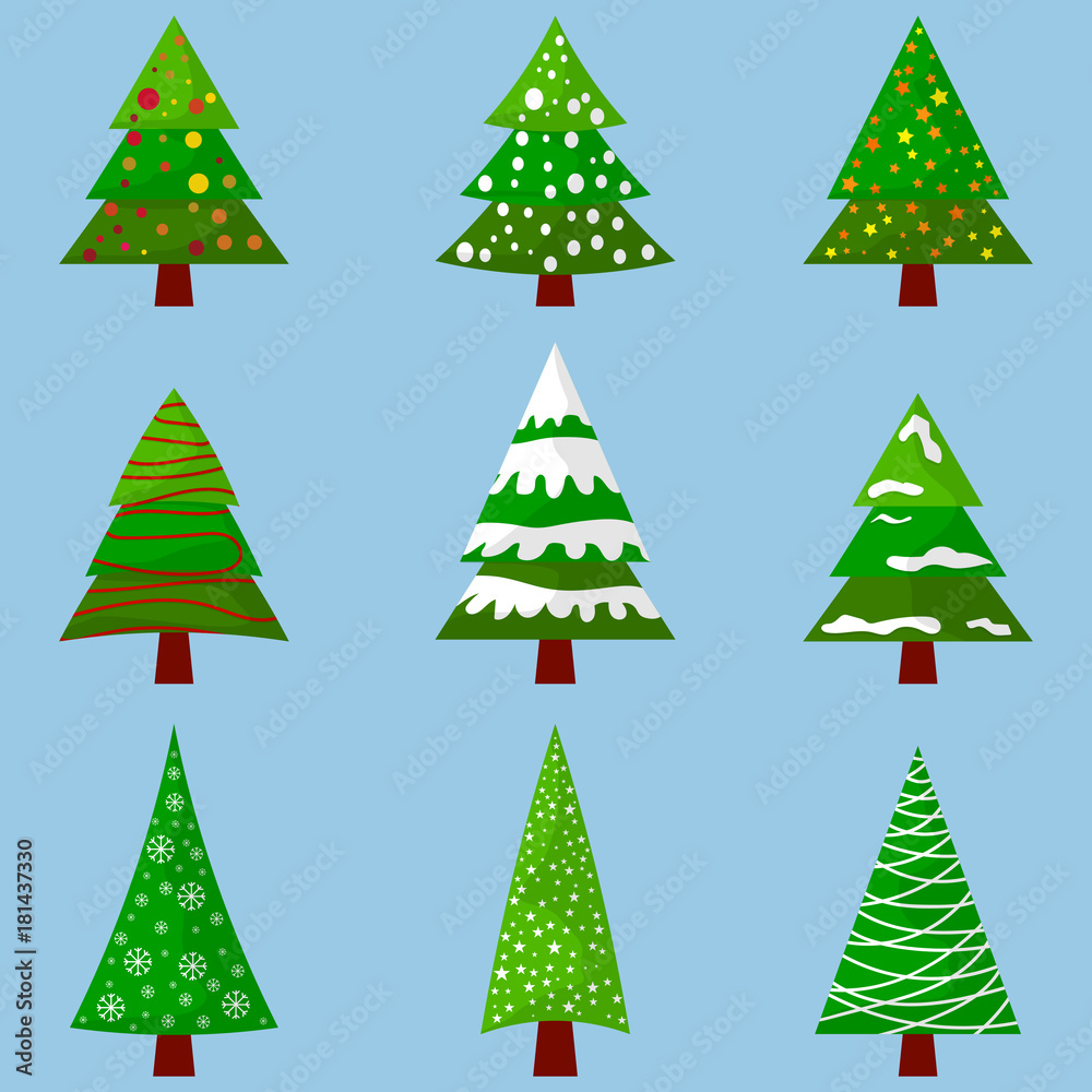 Set. Christmas trees. New Year. For your design.