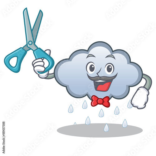 Barber rain cloud character cartoon