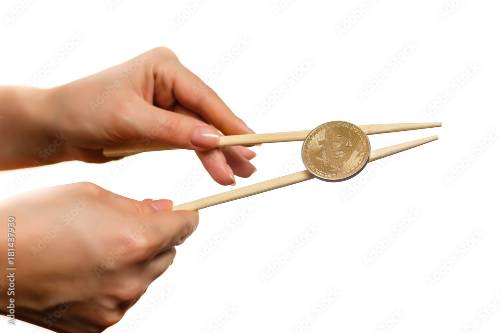 Isolated of hand putting a bitcoin concept human hand with bitcoin hand with bitcoin Isolated of hand putting a bitcoin concept human hand with bitcoin hand with bitcoin