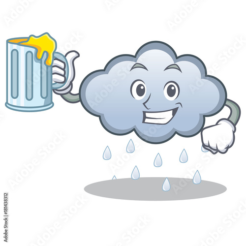 With juice rain cloud character cartoon