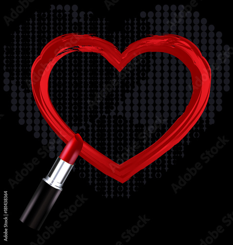 heart trace and red lipstick