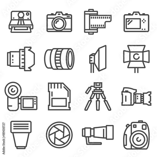 vector line photo icons set