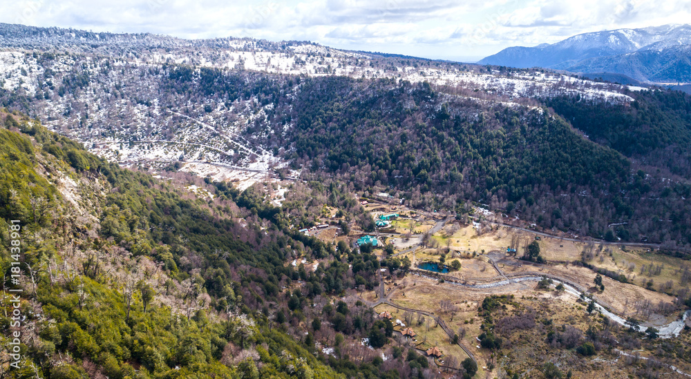 Aerial View of Termas Malalcahuello Hot Springs in the Araucana Region of Chile