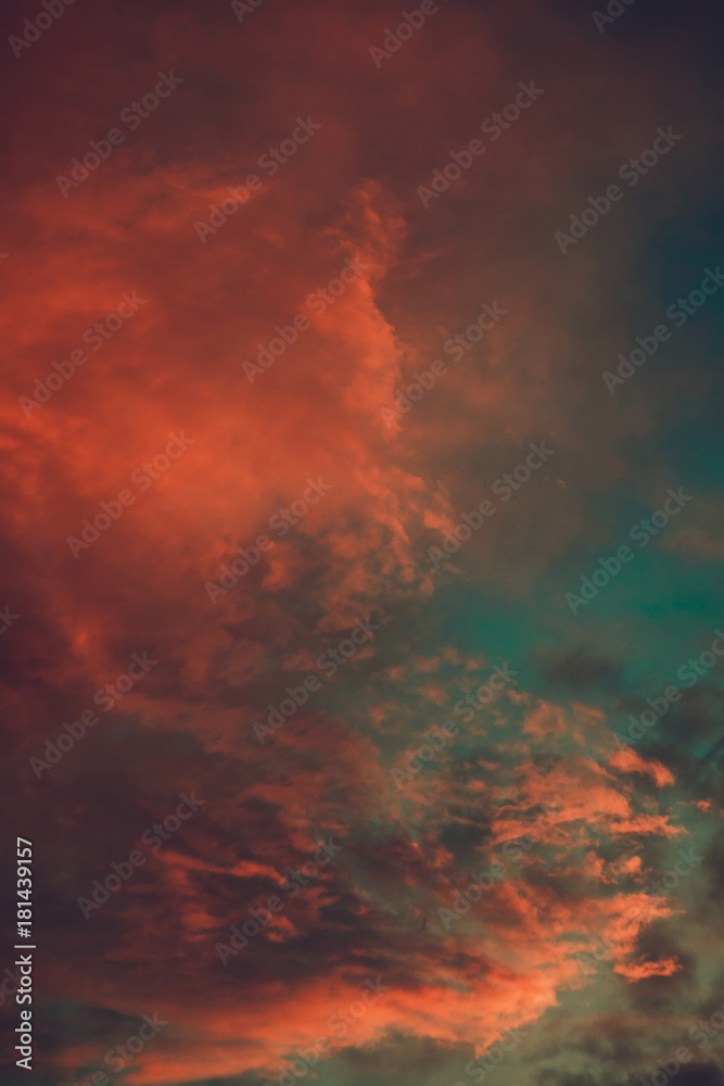 Red Sunset Clouds Retro Red Sunset Clouds Retro