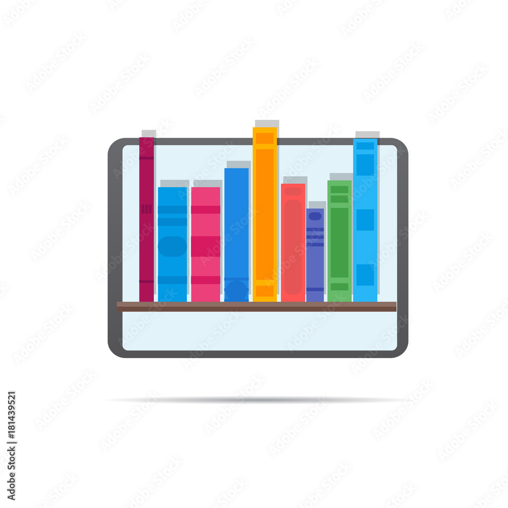 Digital online book store, library, e-reading concept. Vector illustration in flat style. Digital online book store, library, e-reading concept. Vector illustration in flat style.