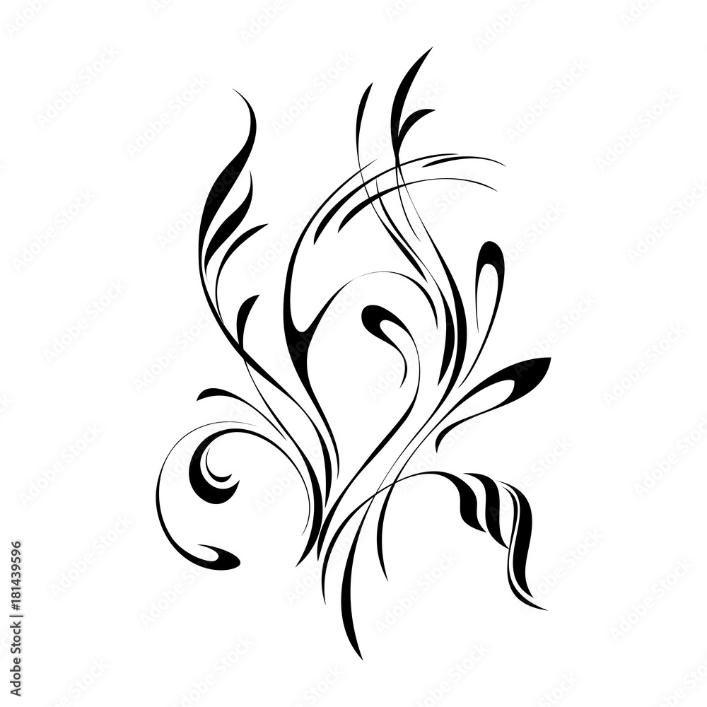 ornament 184. abstract floral pattern in black lines on a white background