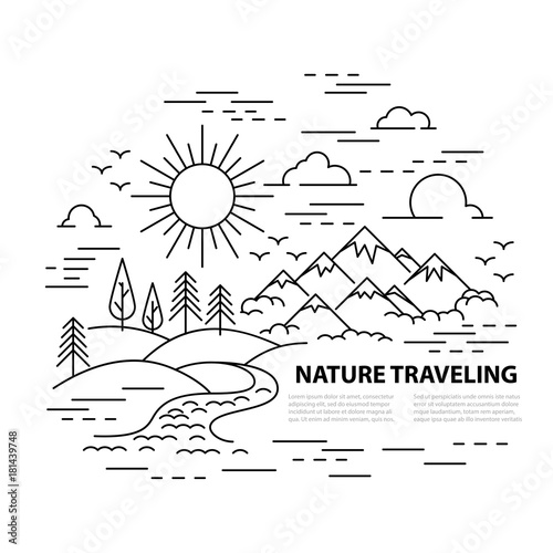 Flat line style travel banner