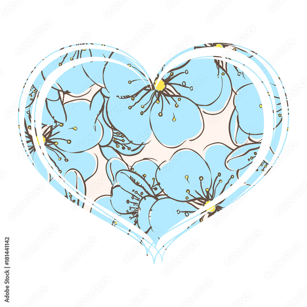 Delicate blue flowers in the heart Delicate blue flowers in the heart