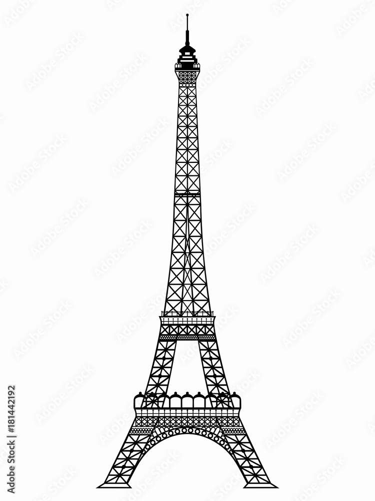 illustration of an eiffel tower , vector draw