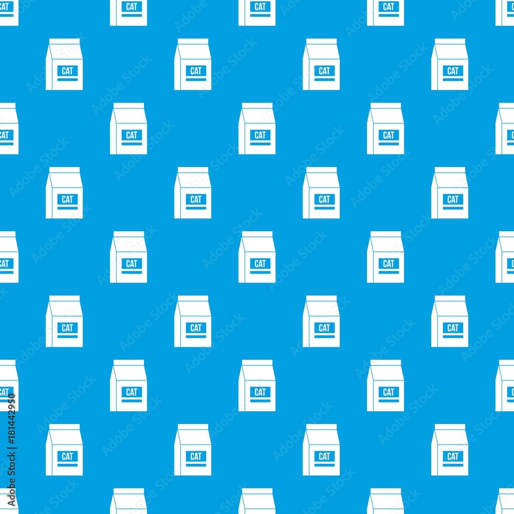 Cat food bag pattern seamless blue