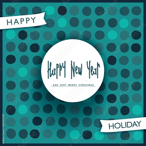 Happy New Year 2018. Trendy label with handwritten lettering. Vector design elements