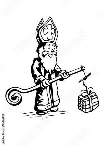 Sinterklaas vist een cadeautje uit het water
