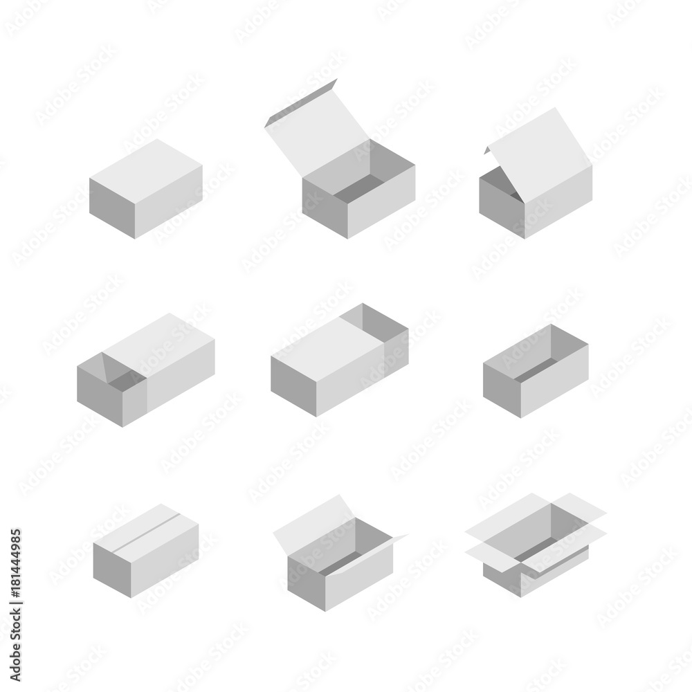 packaging box. Isometric set images packaging box. Isometric set images