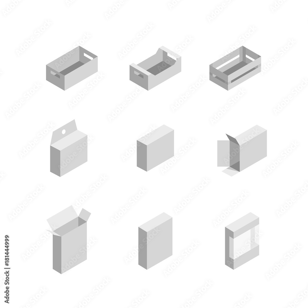 packaging box. Isometric set images packaging box. Isometric set images