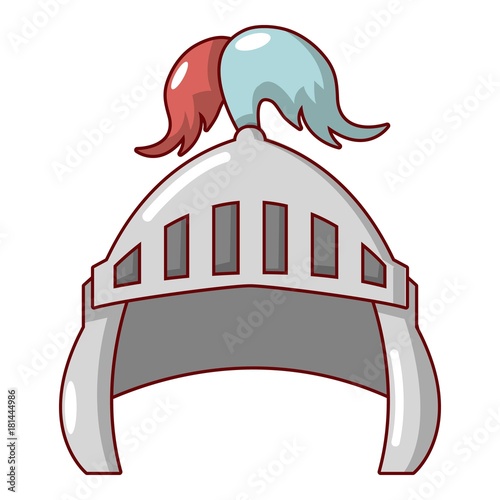 Knight helmet security icon, cartoon style