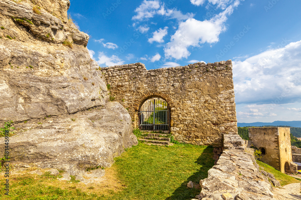 Gate into medieval castle Spis, central Europe, Slovakia.