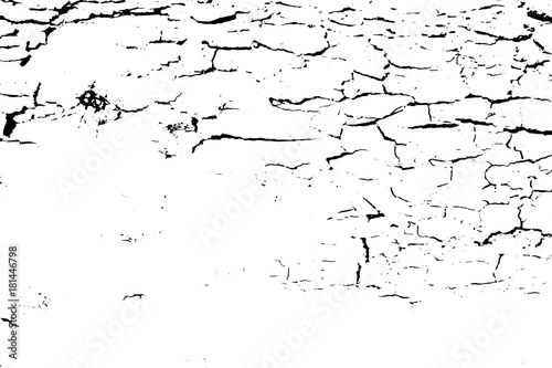 Distressed halftone grunge black and white vector texture -old wood bark texture background with cracks for creation abstract vintage design effect with noise and grain