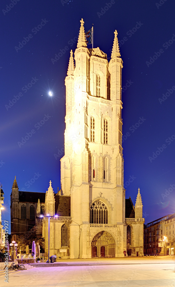 Belfort tower in historical part city of Ghent, Belgium