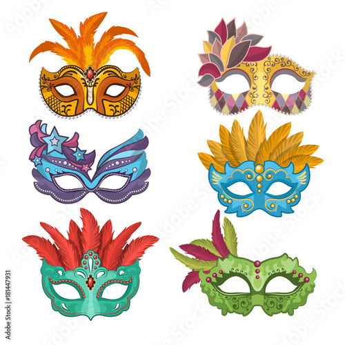 Woman masks with feathers for masquerade