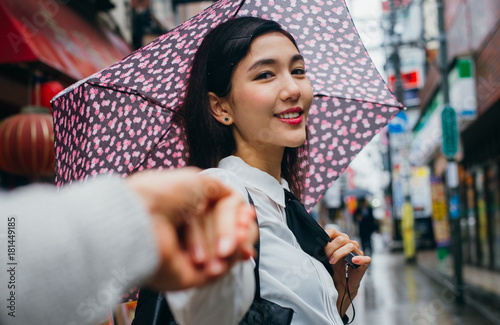 Photography Beautiful japanese girl walking in Tokyo