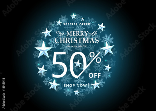 Christmas sale concept on dark blue color background