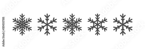 Snowflakes icons set. Black winter silhouettes collection