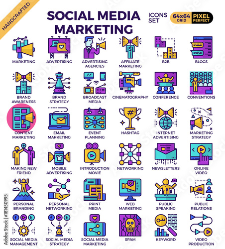 Social media marketing icons