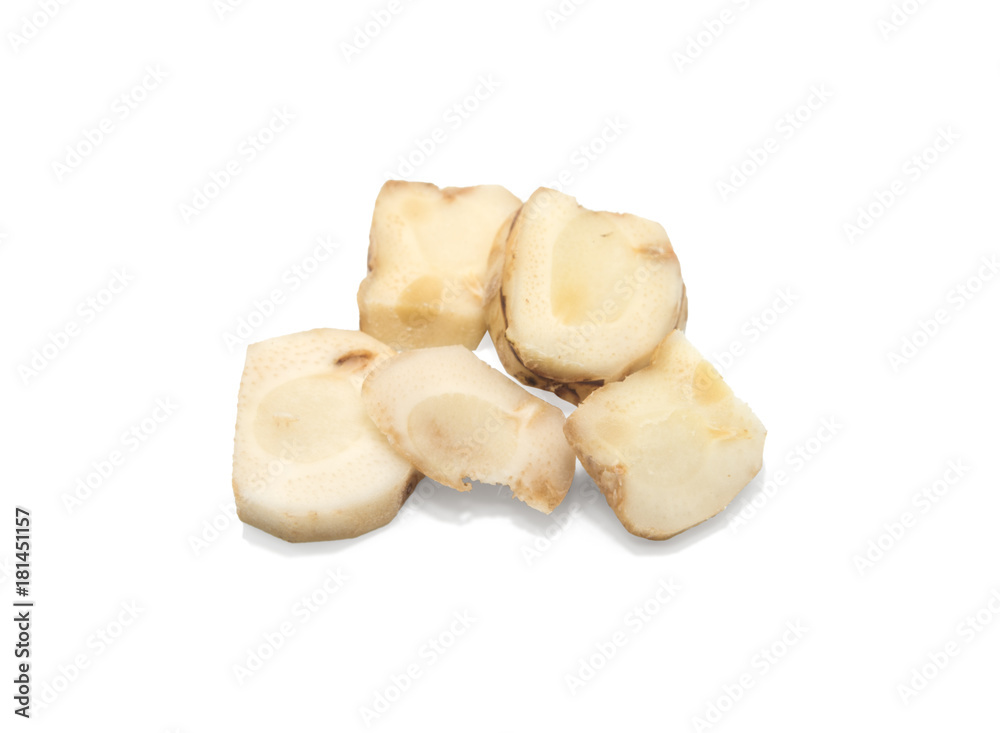 Fresh Greater galangal isolated on the white background.