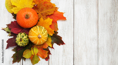 Pumpkin and leaves