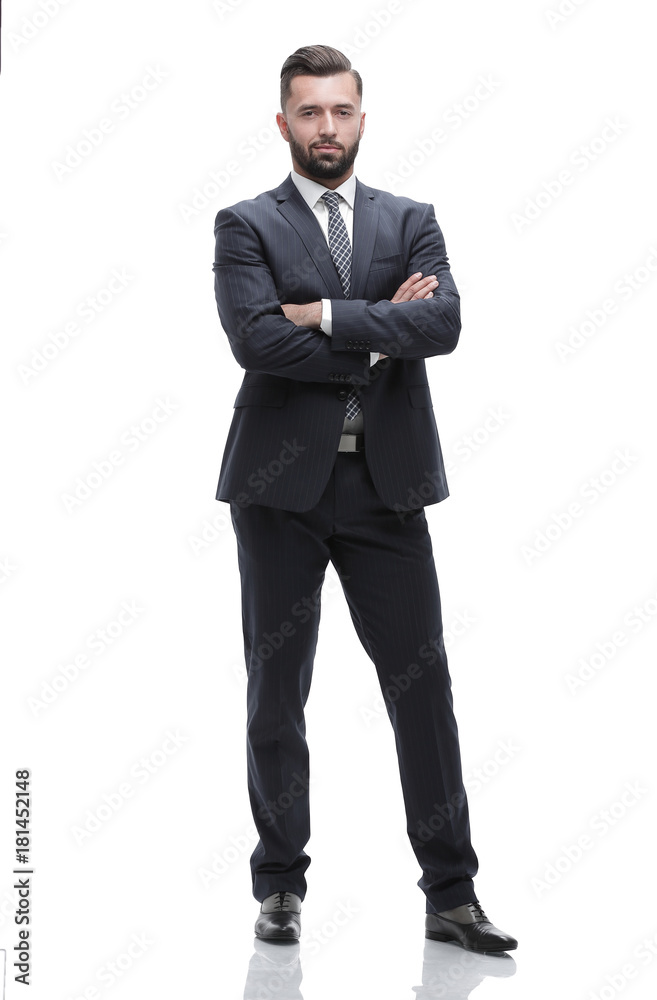 in full growth. businessman arms folded in full growth. businessman arms folded