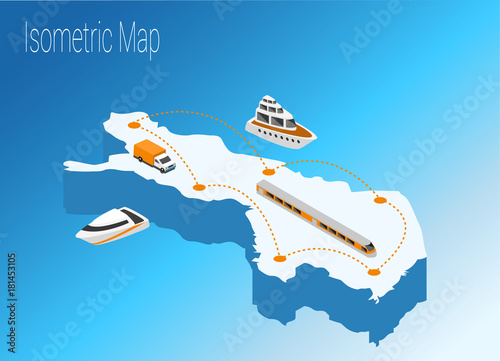 Map Finland isometric concept.