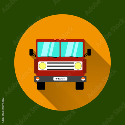 Truck car on road in flat style. Trucking and delivery concept design.