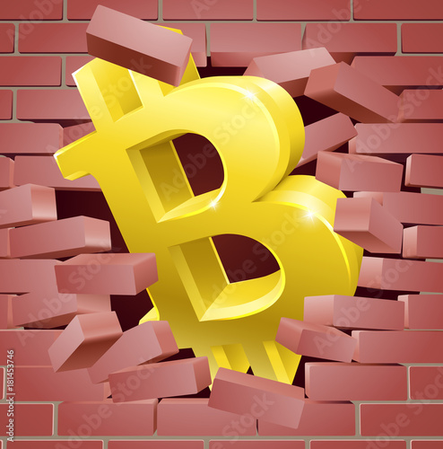 Bitcoin Breaking Wall Concept
