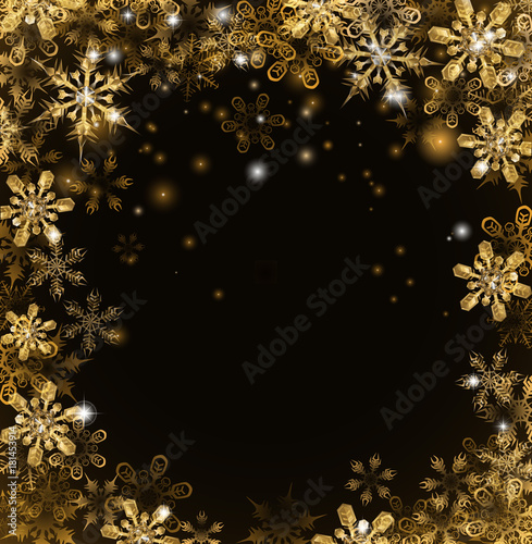 Gold Christmas Snowflakes Background