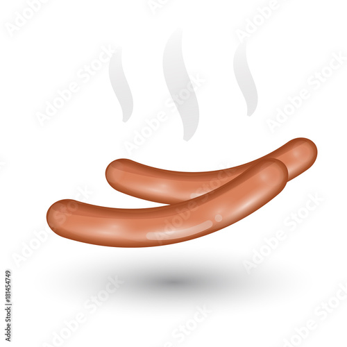 Hot Sausages Isolated on White Background.  Icon for Your Design