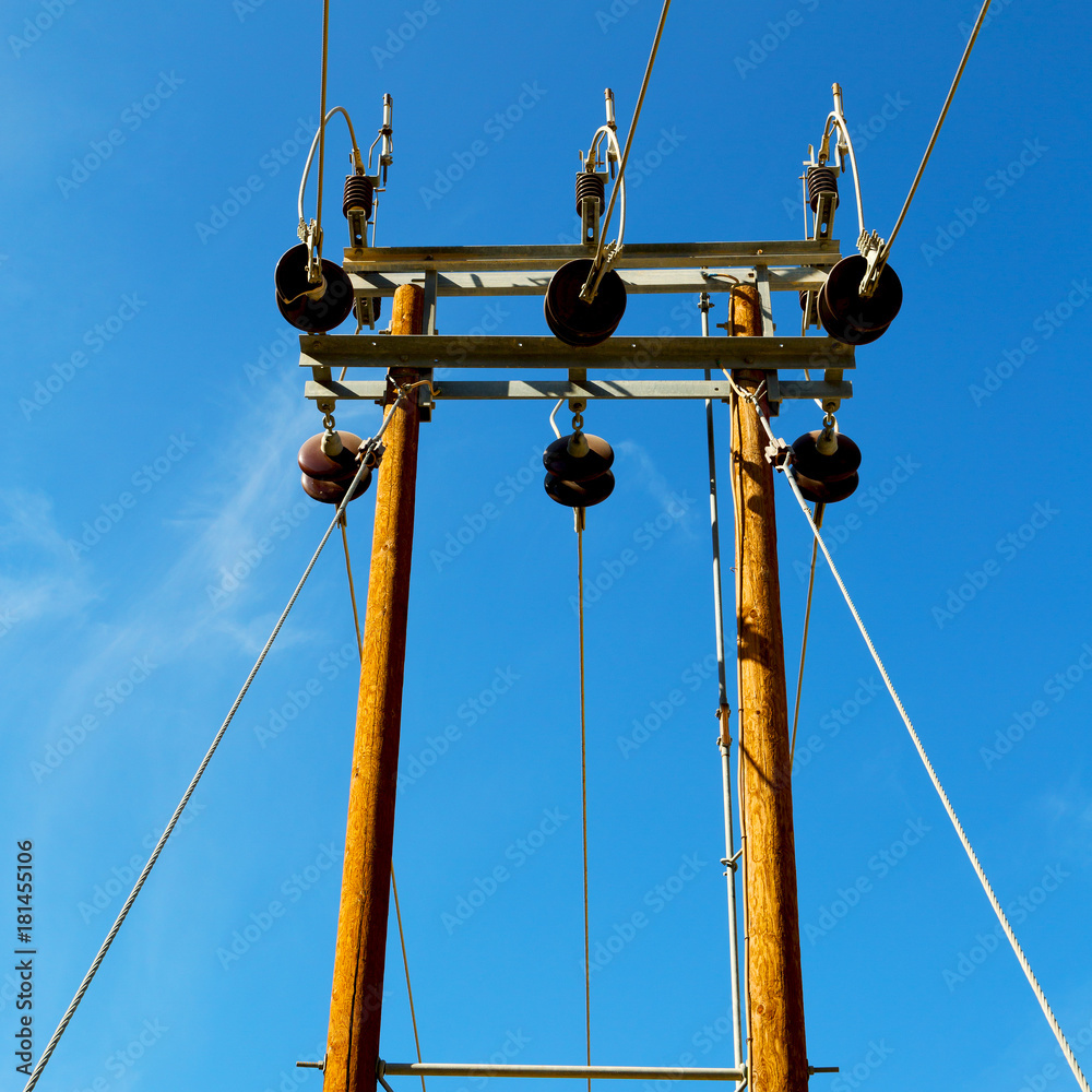 in oman the electric cable wood pylon energy and current line in oman the electric cable wood pylon energy and current line