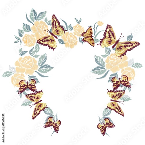 butterfly design for clothing. embroidery insect vector. isolated