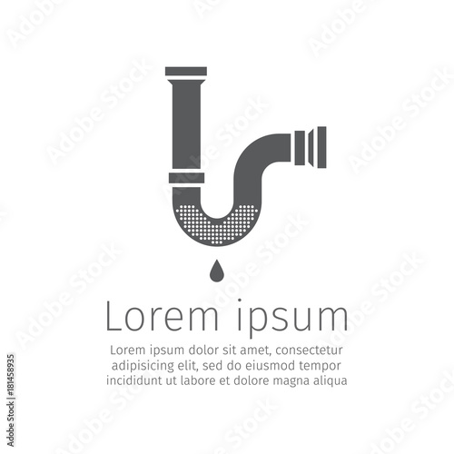 Clog in pipe. Blocked pipe. mud in a blocked drain, unclog, water leak, leaky, leaking, drop. Vector illustration.