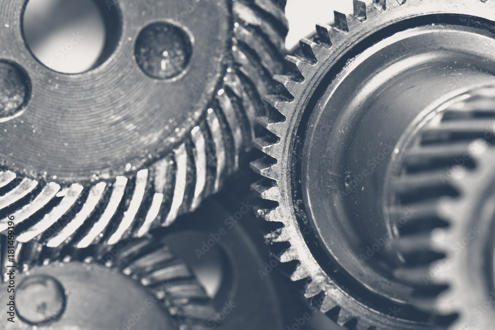 Close-up view of stack of gears Close-up view of stack of gears