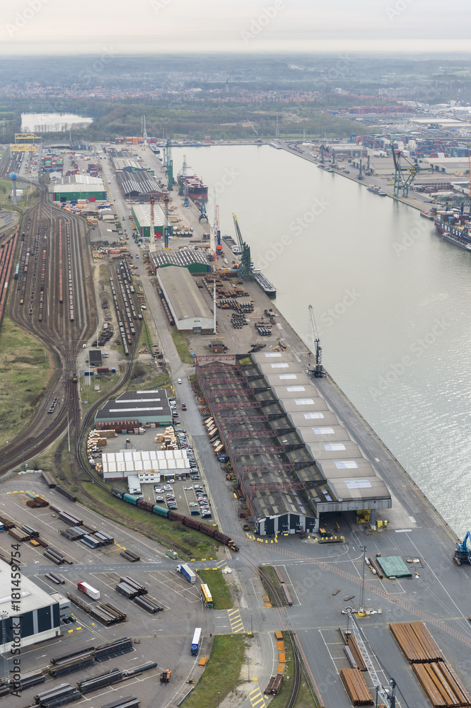 Aerial image of Churchill dock at Port of Antwerp