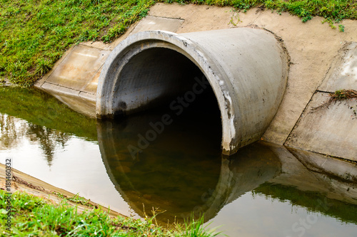 Tablou pe pânză Concrete culvert pipe hole system draining sewage water