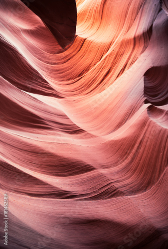 Beautiful light and shapes of colorful sand rock in Lower Antelope Canyon