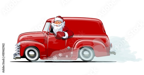 Cartoon retro Christmas van