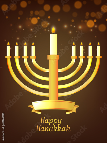 Jewish holiday Hanukkah with menorah (traditional Candelabra) celebration concept.