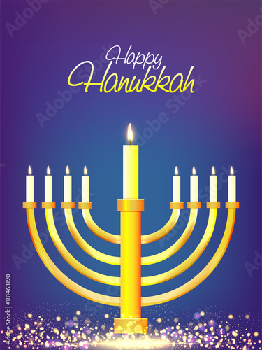 Jewish holiday Hanukkah with menorah (traditional Candelabra) celebration concept.